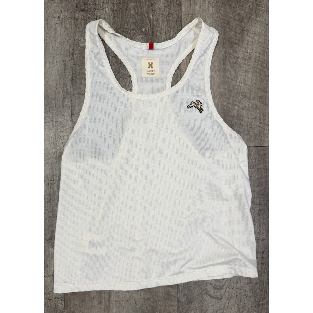 TRACKSMITH Twilight Crop Tank Top Cropped Running Shirt Medium Ivory